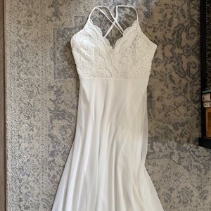 Work once lulus white long dress with cross back